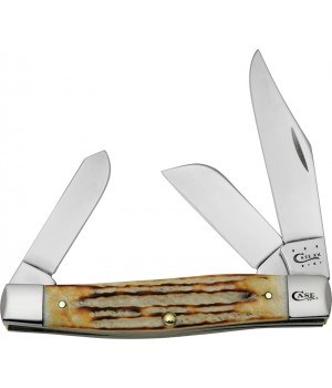 Case Large Stockman Deep Canyon Jigged Burnt Natural Bone