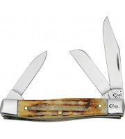 Case Medium Stockman Deep Canyon Jigged Burnt Natural Bone