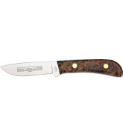 Queen Drop Point Hunter 
Fossilized Spalted Maple Burl handles