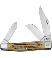 Case Large Stockman Deep Canyon Jigged Burnt Natural Bone