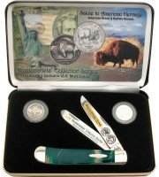 Case American Bison and Buffalo Nickels - Salute to American Heritage Commemorative Trappe