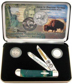 Case American Bison and Buffalo Nickels - Salute to American Heritage Commemorative Trappe